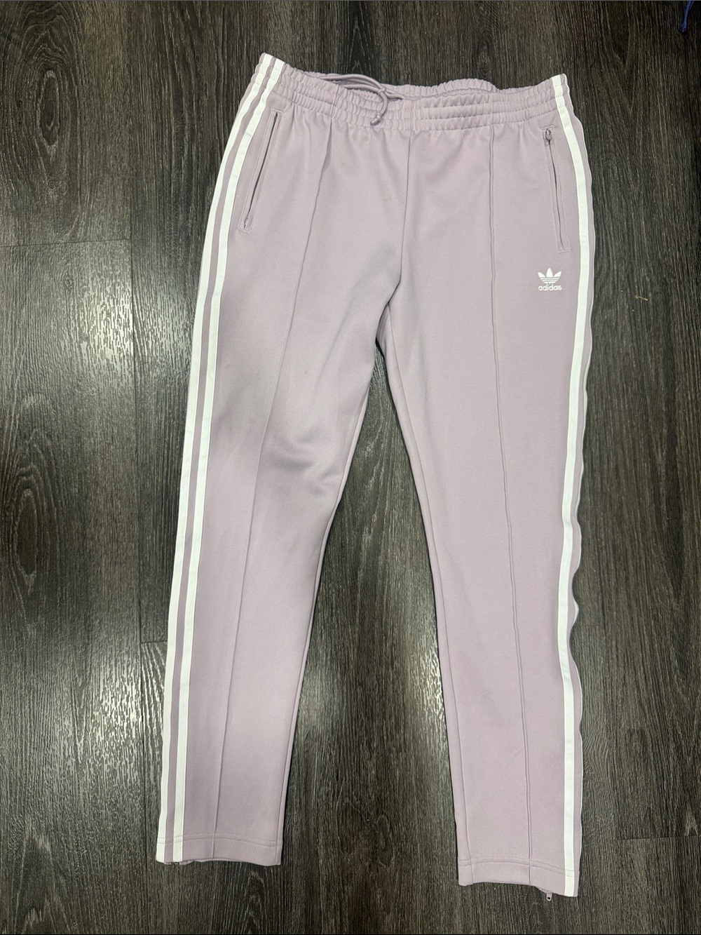 adidas Kids Lavender Joggers with White Side Stripes